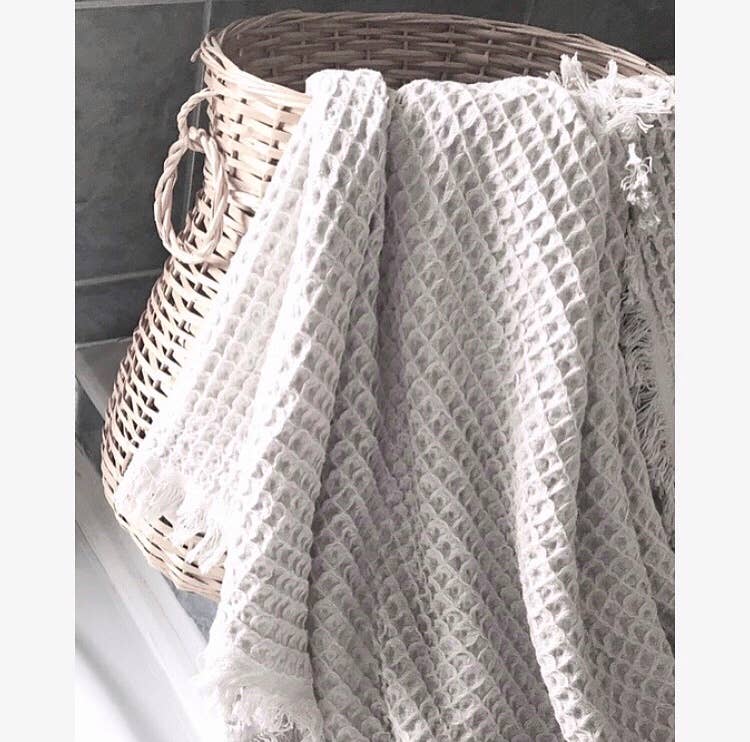 Outlet - Waffle Towel, Throw, : Small Mustard