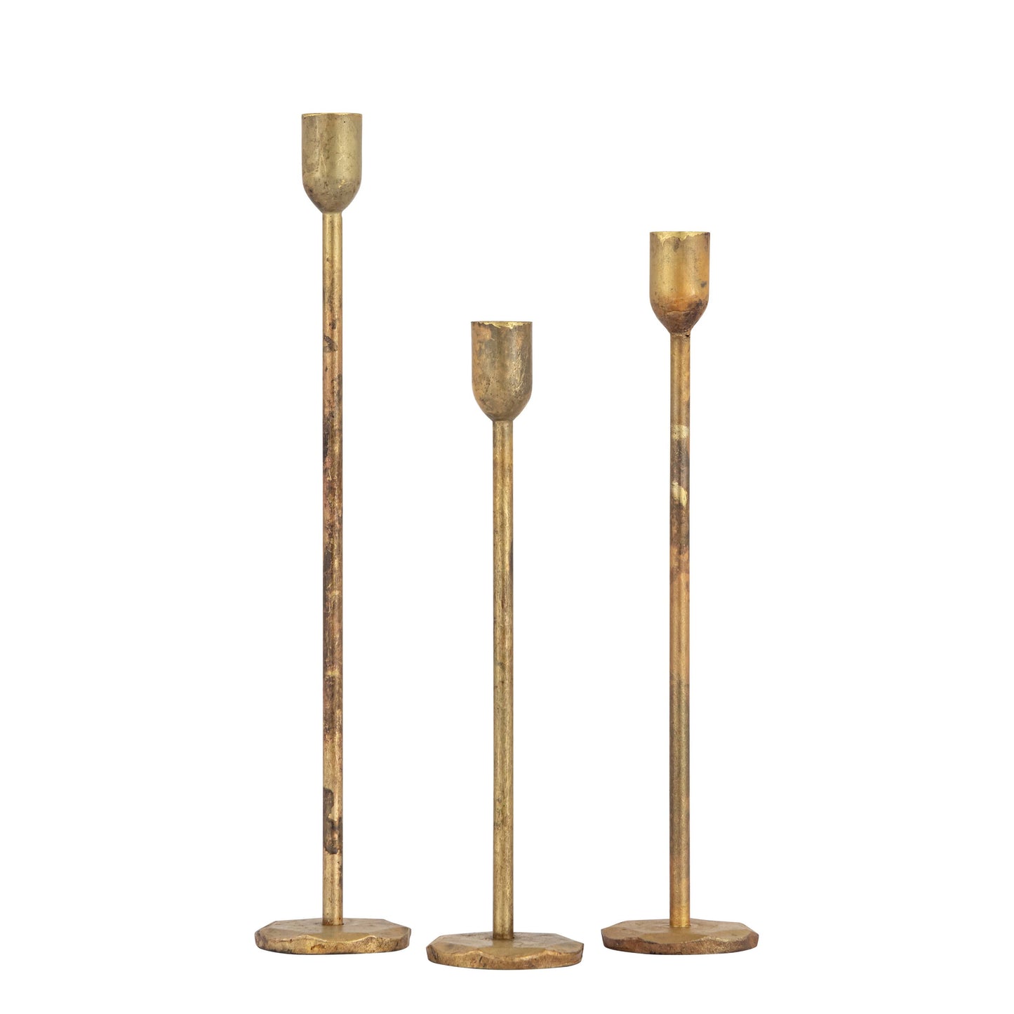 Aged brass candle holder 12" x Dia 2.25"
