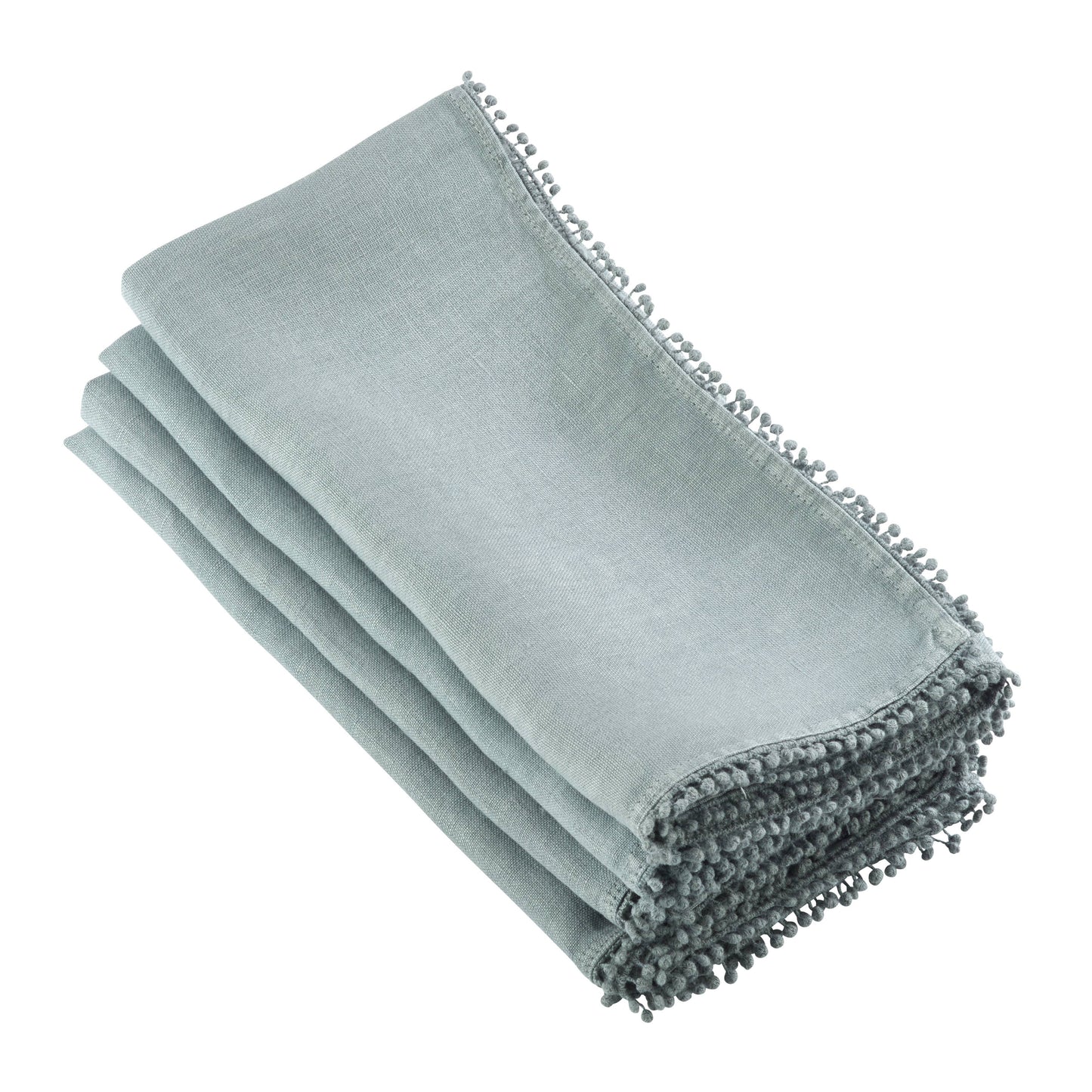 Pompom Border Linen Napkin: Natural / 20"