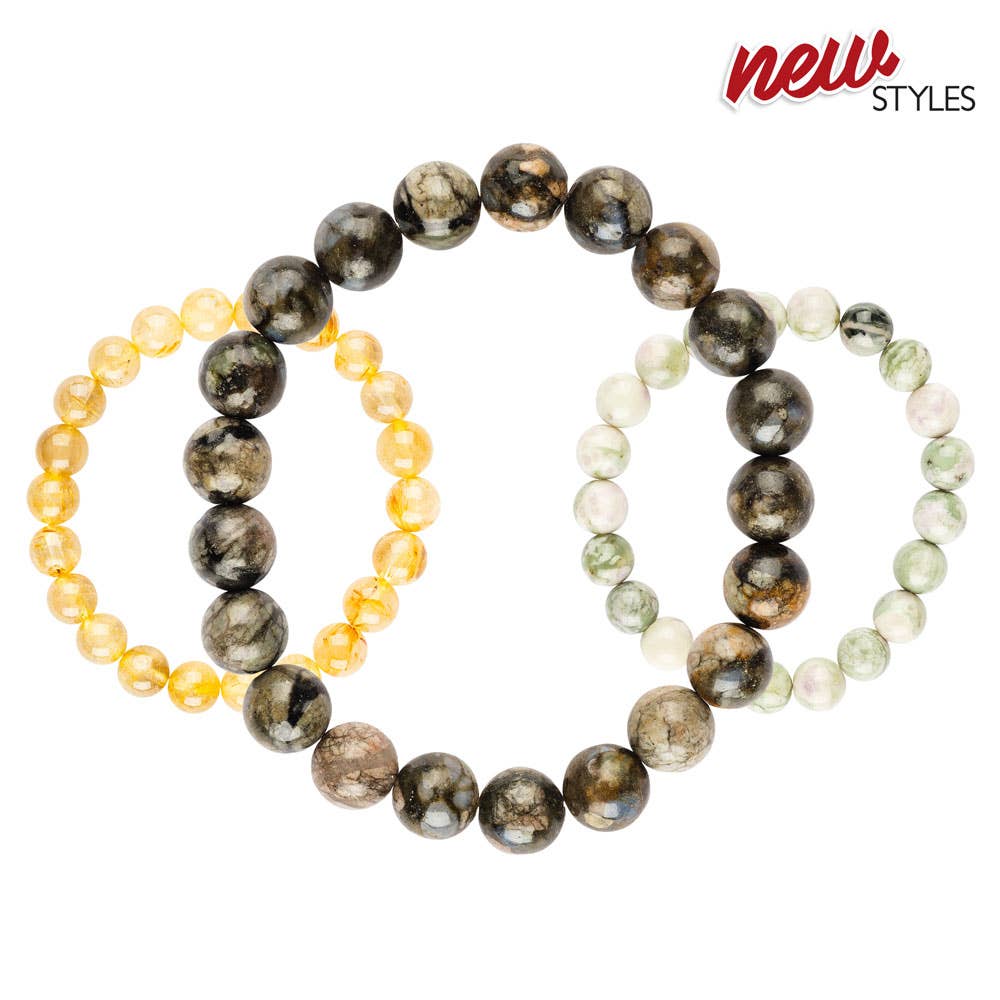8 MM ENERGY BEAD BRACELETS: ZEBRA STONE