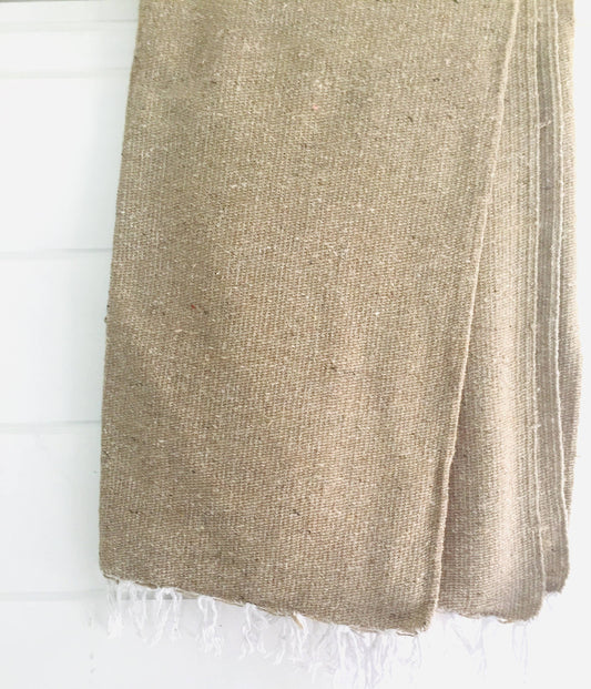 Solid Mexican Throw Blanket | Gold | Tan | Yoga | Mint: Oatmeal