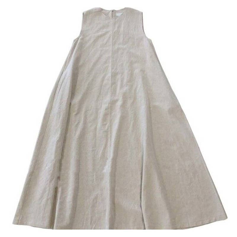 Linen Sleeveless Maxi Dress BLACK