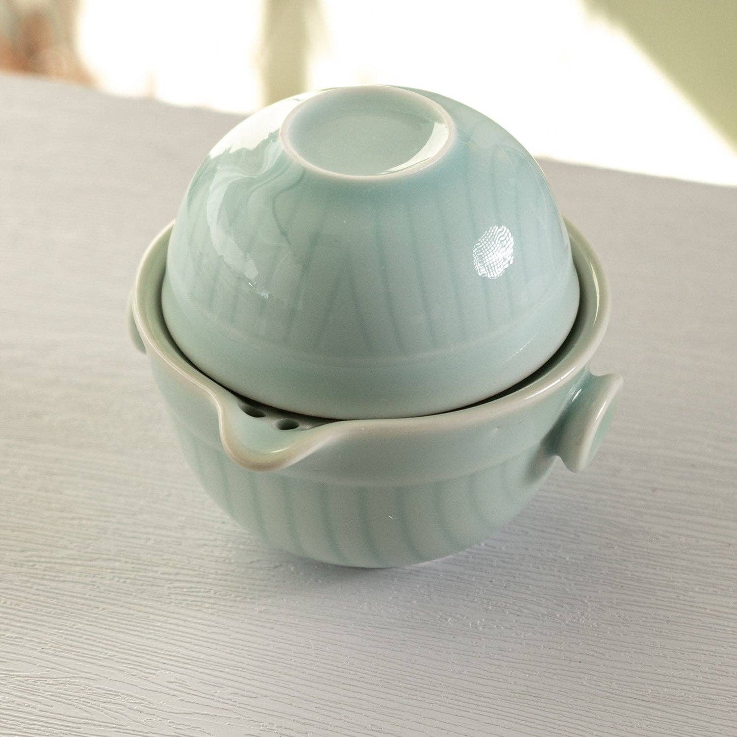 Koi Fish Tea Set 6oz Tea Pot with A Cup Light Blue/ Green