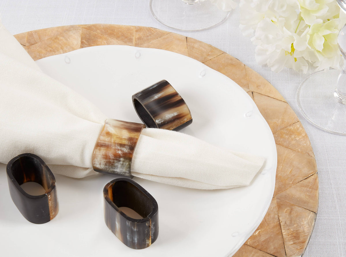 Oval Horn Napkin Ring - Set of 4: Brown