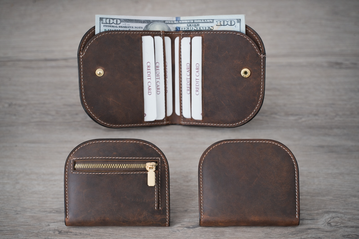 Genuine Leather Minimalist Wallet for Women: Green