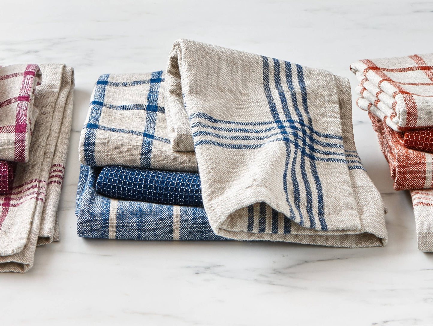 Canyon Woven Dishtowel Set 4 Midnight Blue Cotton Everyday
