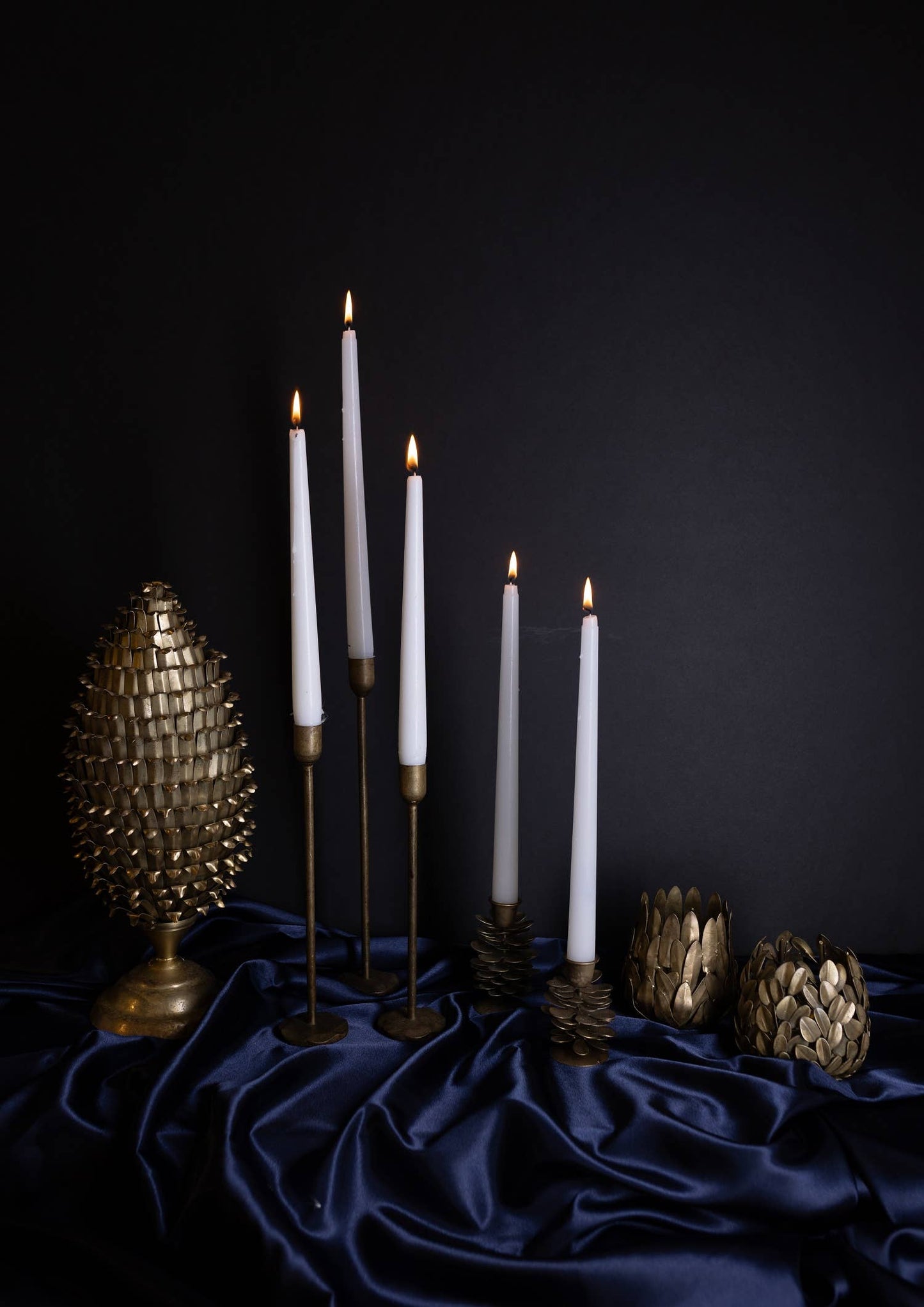 Aged brass candle holder 12" x Dia 2.25"