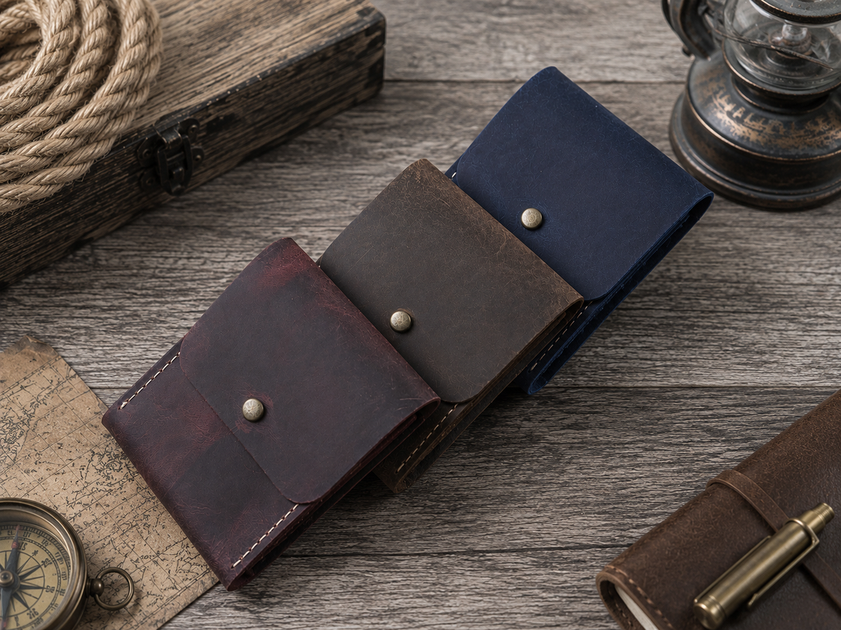 Leather Playing Card Case Holder, Poker Card Case Cover: Cognac