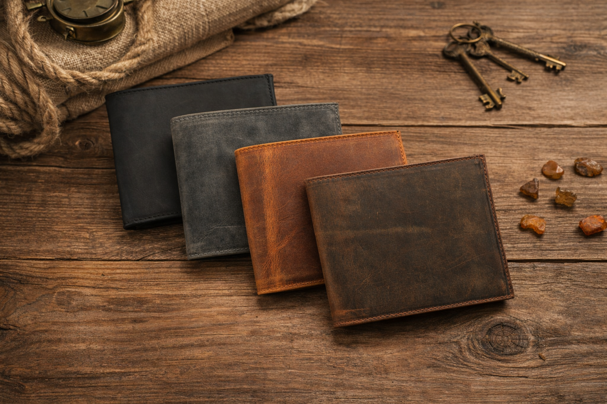 Full Grain Leather Wallet, Leather Bifold Mens Wallet: Brown