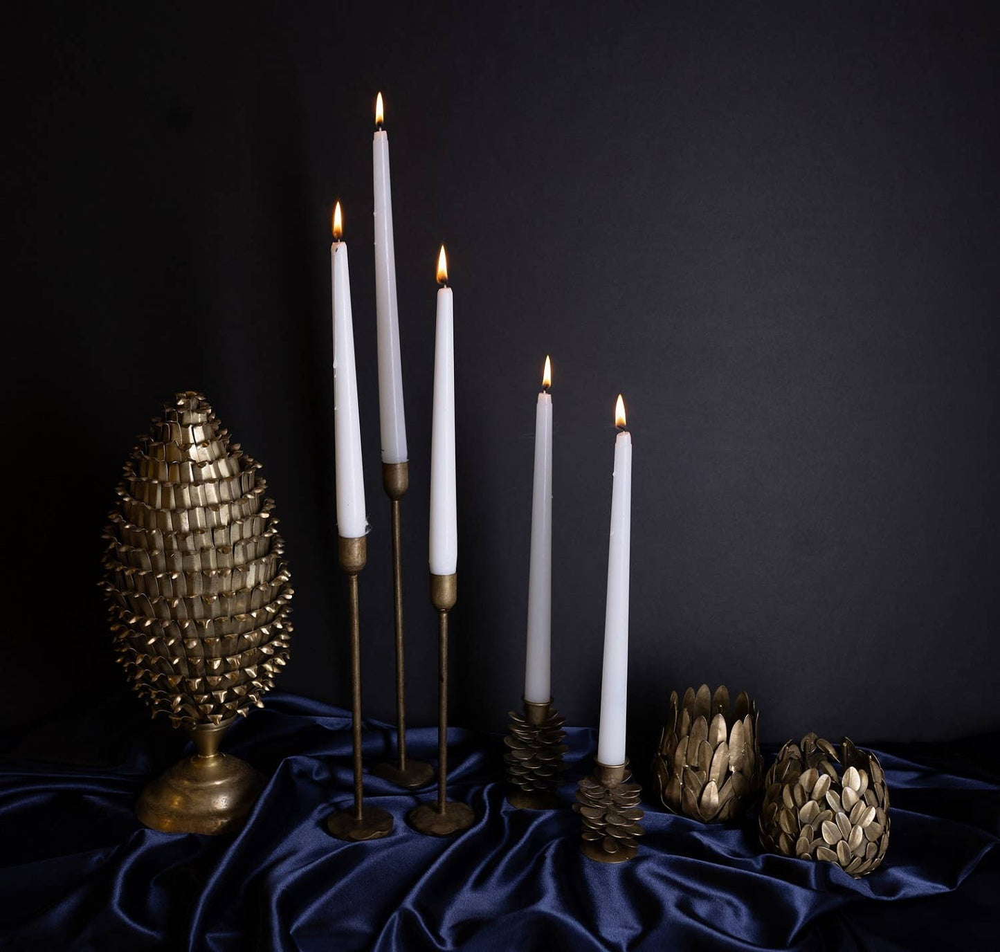 Aged brass 10.25" x Dia 2.25" candle holder
