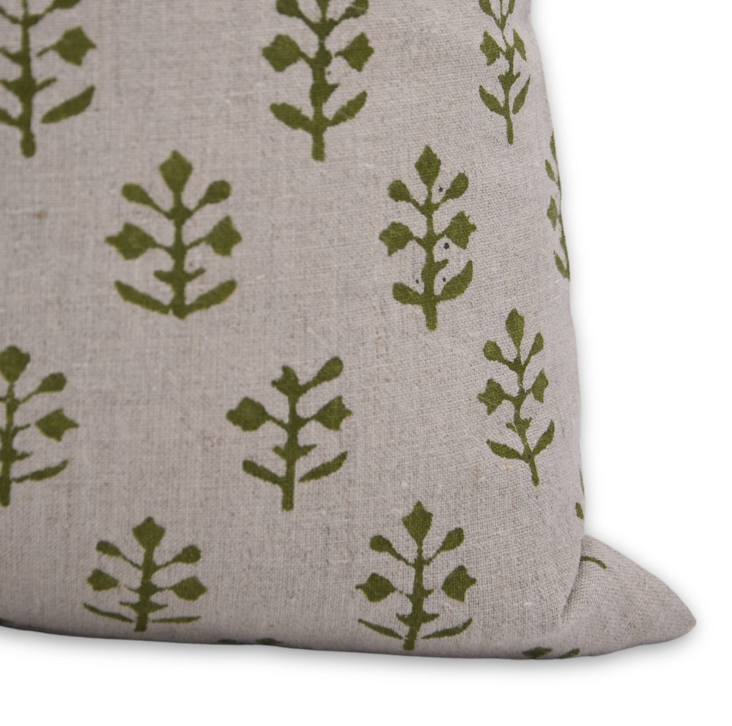 Decorative Pure Linen Hand Block Cushion Cover - Jaisalmer. One Side Print / 20x20 Inch with feather insert