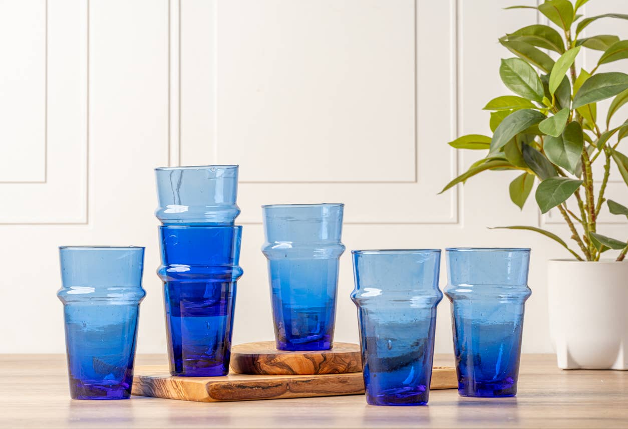Moroccan Beldi Glassware - Blue: Blue