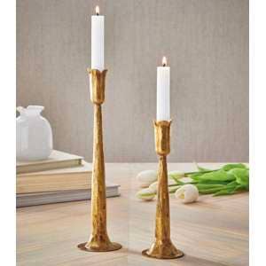 Tulip Taper Candle Holder Antique Brass Iron