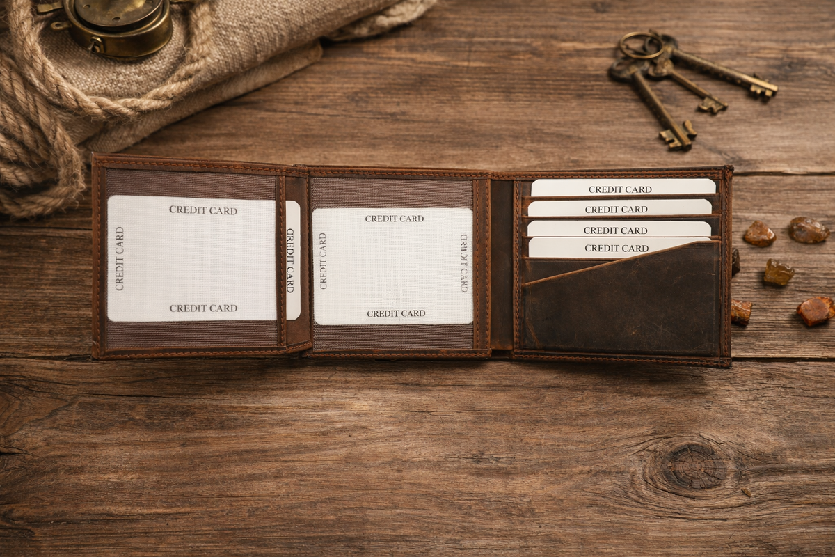 Full Grain Leather Wallet, Leather Bifold Mens Wallet: Brown