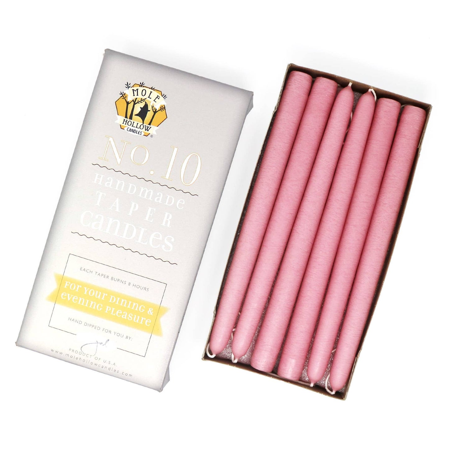 10" Hand Dipped Unscented Taper Candles - 39 Colors USA Made: Harvest Gold