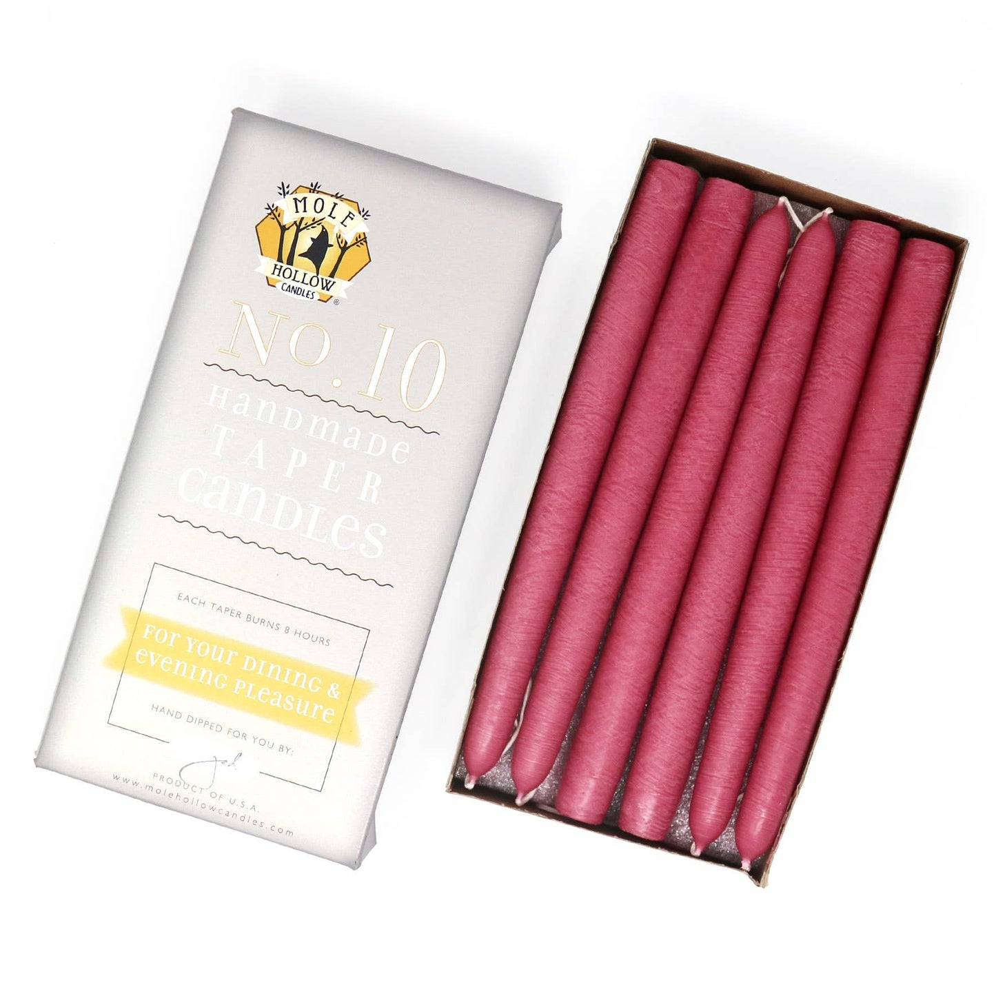 10" Hand Dipped Unscented Taper Candles - 39 Colors USA Made: Harvest Gold