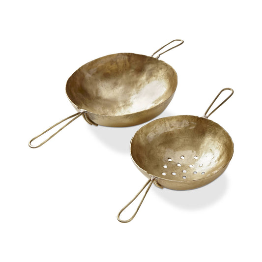 Tea Strainer & Saucer Set - Brass