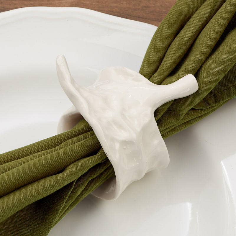 White Ceramic Leaf Napkin Ring