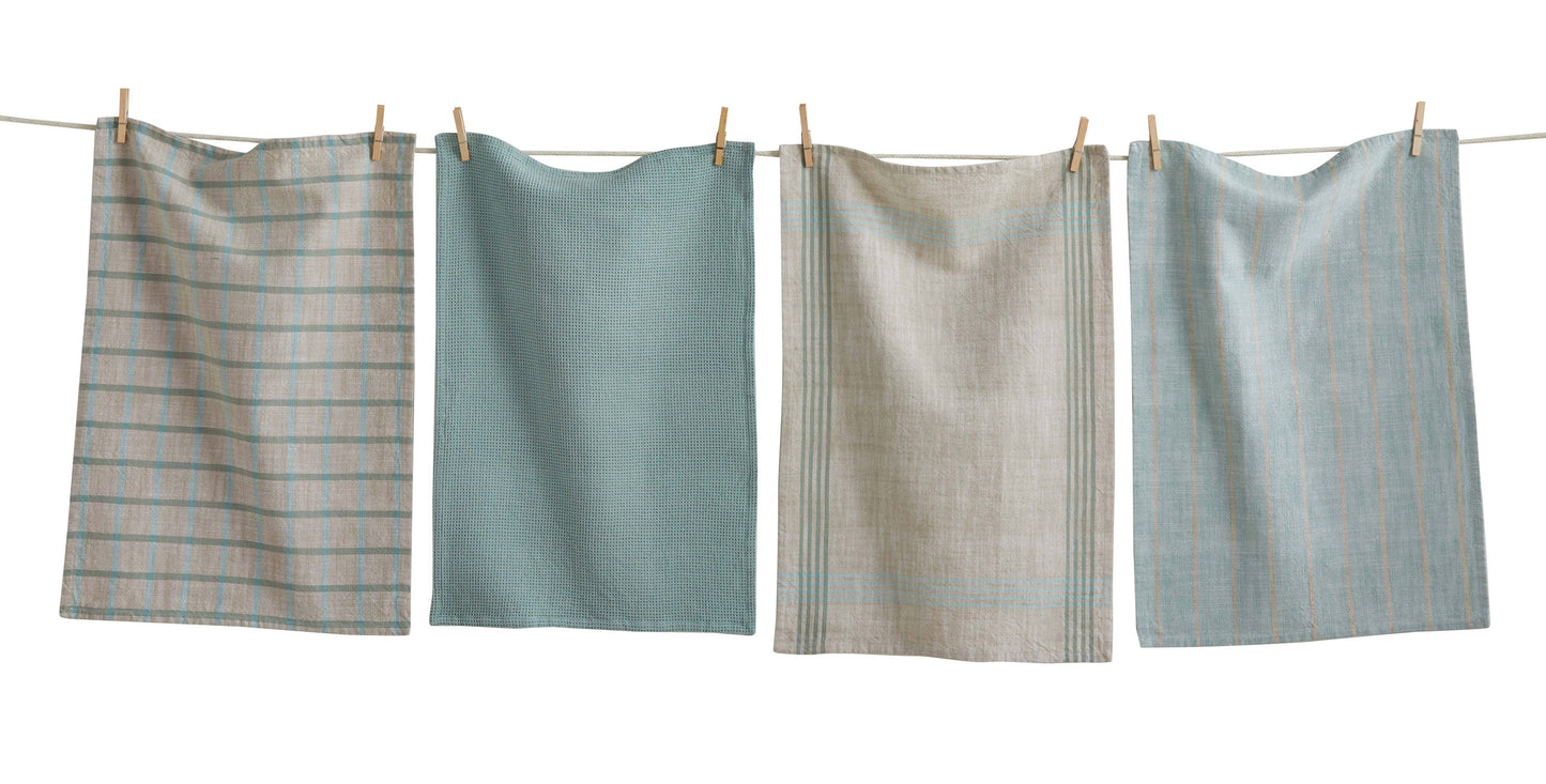 Canyon Woven Dishtowel Set/4 Light Blue Cotton Everyday