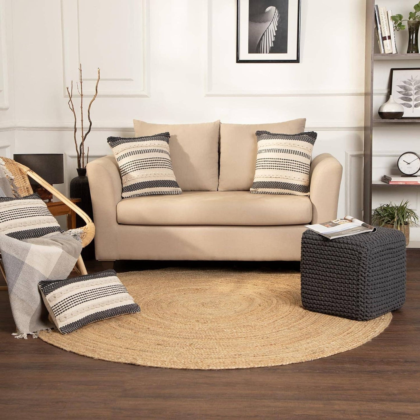 Round Area Rug 8 Feet Braided Natural Jute Rug: Natural / Circular 8'x8'