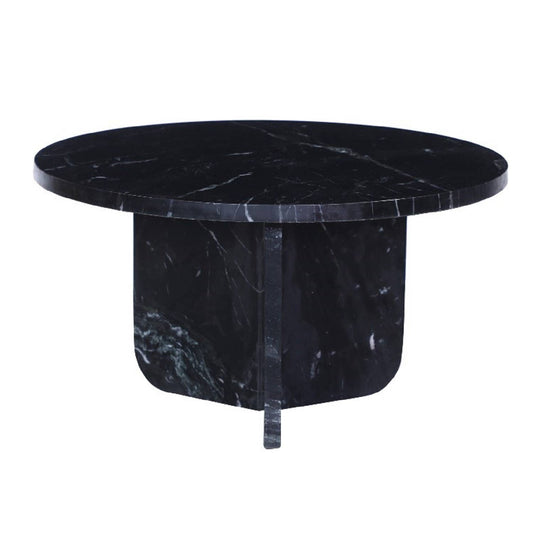Genoa Low Black Side Table Black/Mirror Polish Dia 22": Black and White / MARBLE