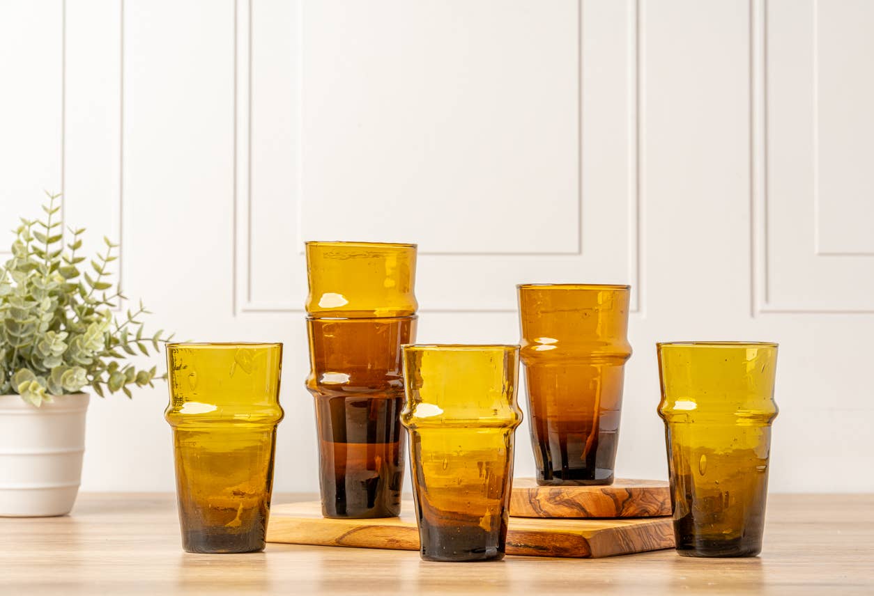 Moroccan Beldi Glassware - Amber