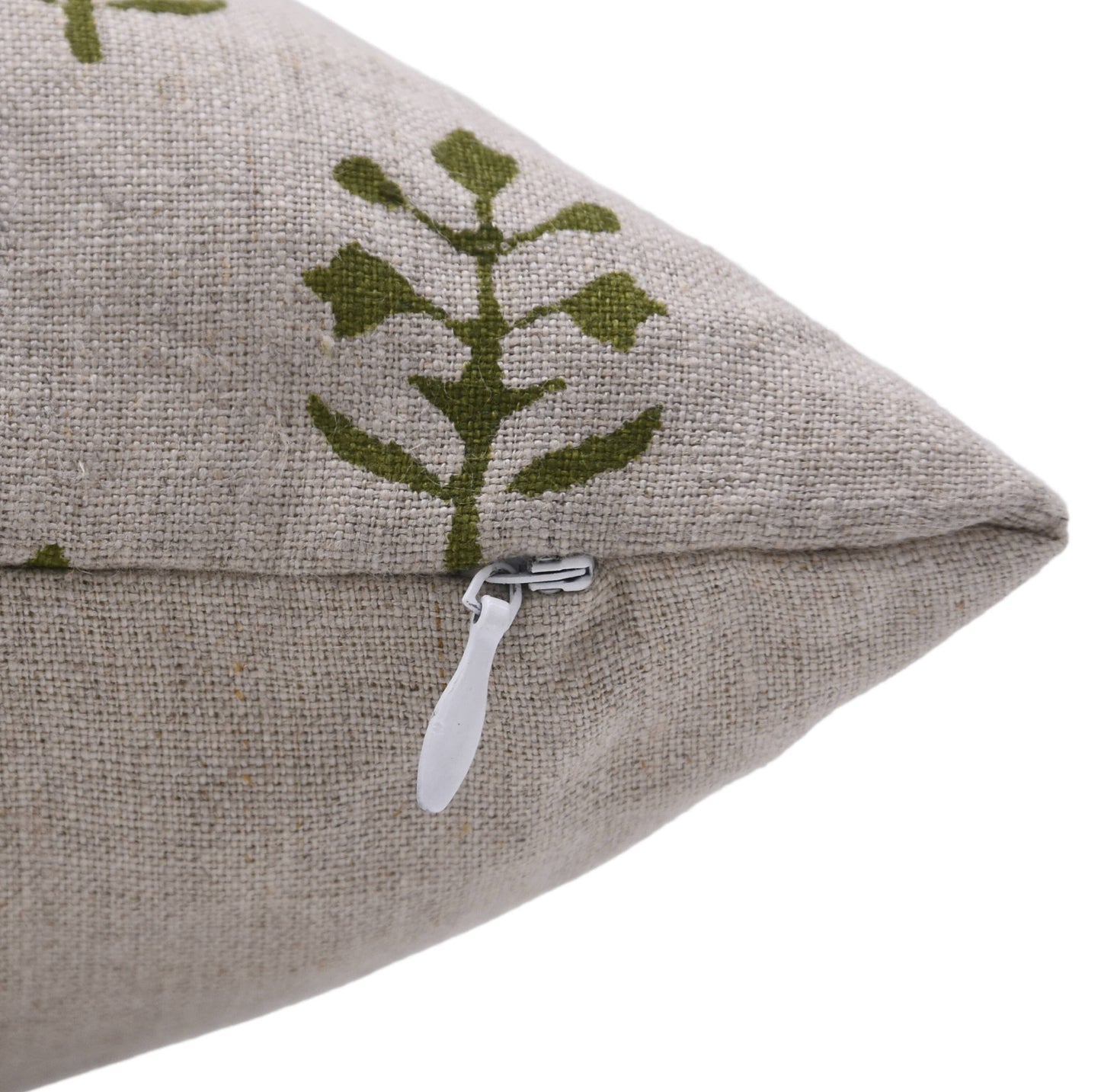 Decorative Pure Linen Hand Block Cushion Cover - Jaisalmer. One Side Print / 20x20 Inch with feather insert