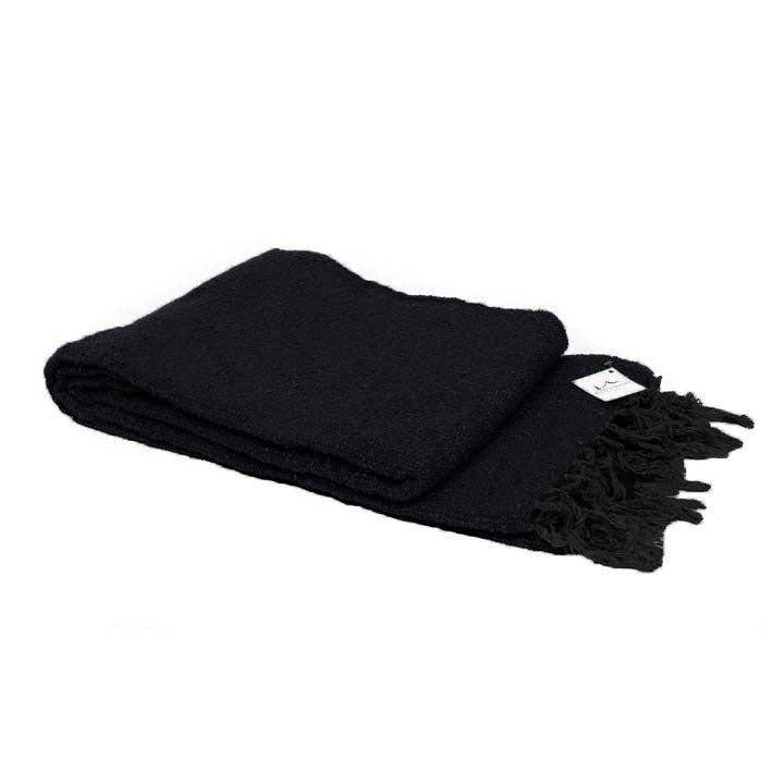 Solid Black Mexican Yoga Blanket