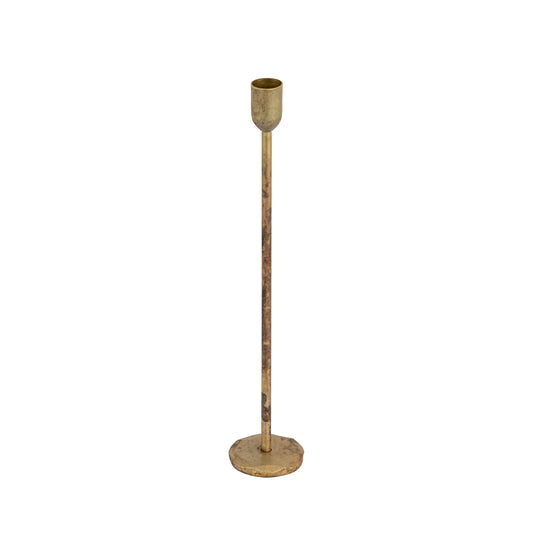 Aged brass candle holder 12" x Dia 2.25"