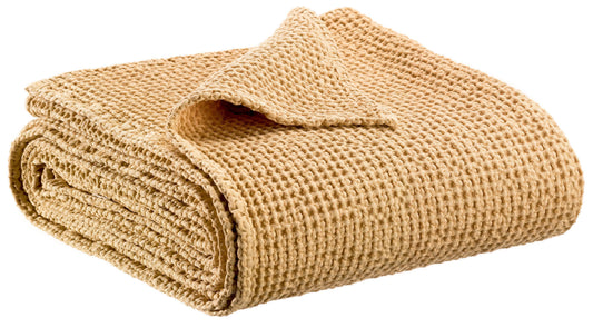 French 100% Stonewashed Cotton Blanket 140x200” Maize color