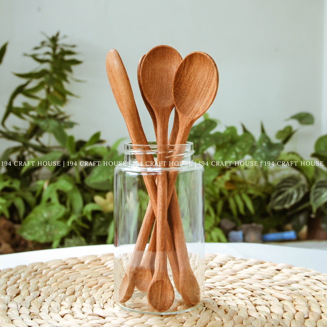 2 Heads Wooden Condiment Spoon - Kitchen Serving Utensils