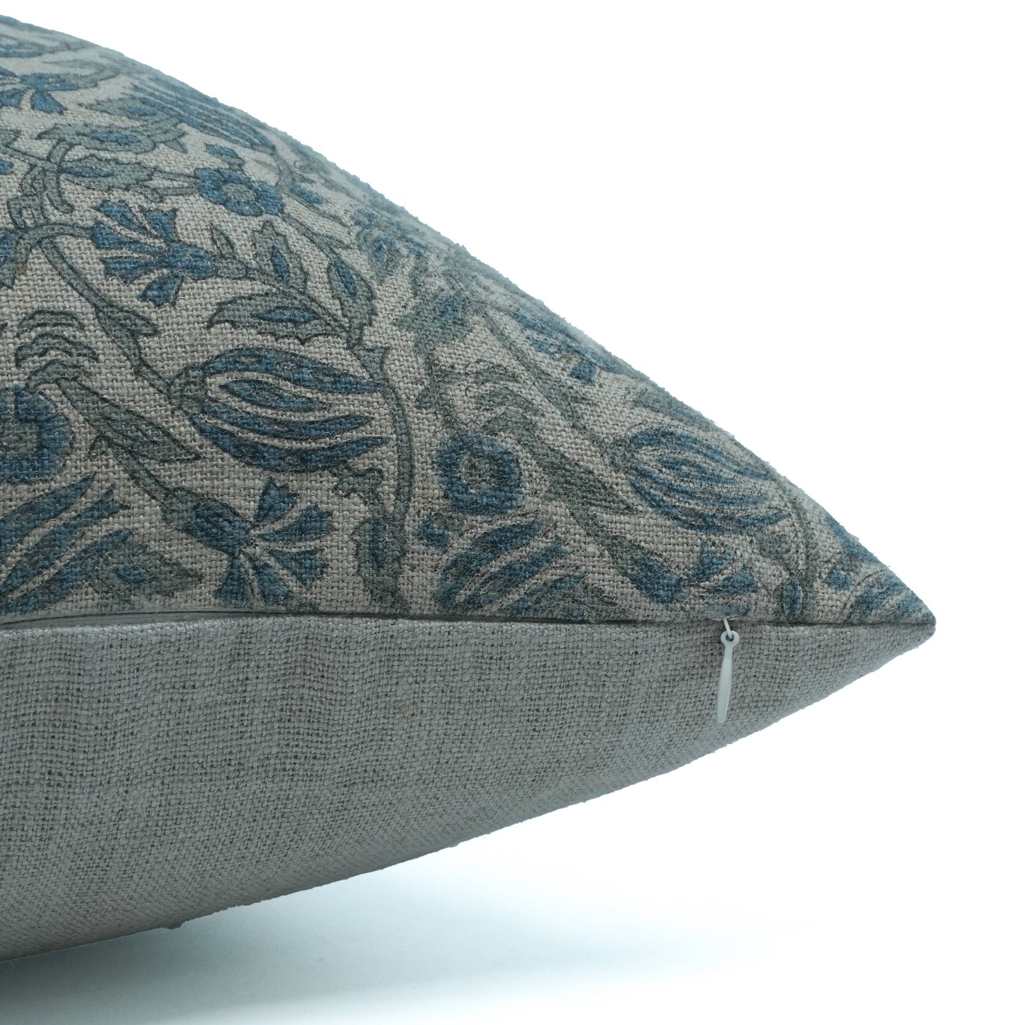 Floral Block Print Thick Linen Home Pillow Cover-Manjusha: Thick Linen / One Side / 20X20