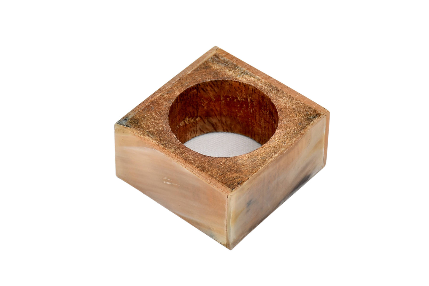 Natural Horn Border Wood Napkin Ring. Set of 4