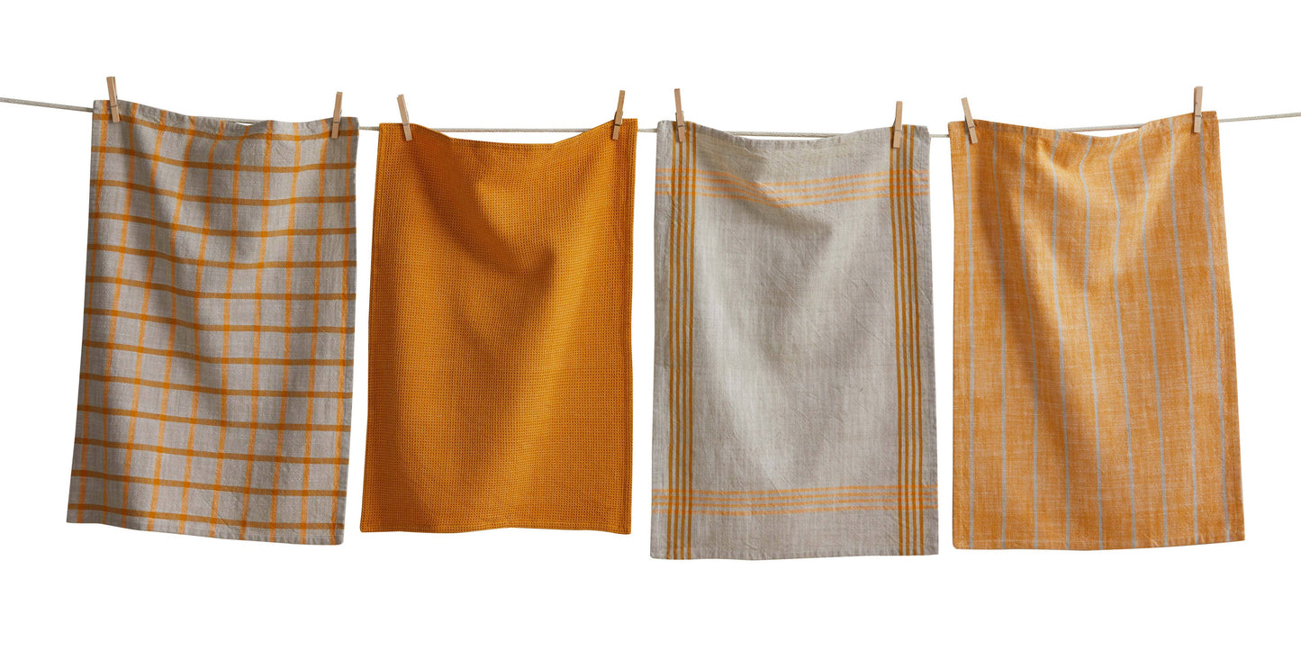 Canyon Woven Dishtowel Set/4 Ochre Cotton Everyday