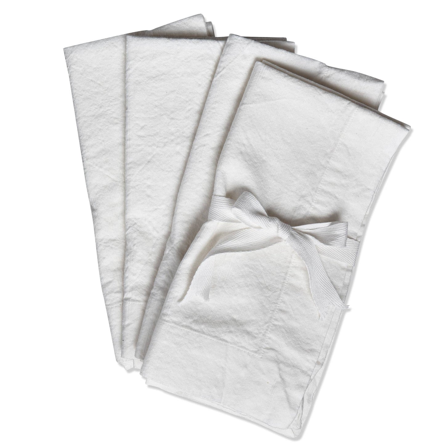Threads Slub White Cotton Napkin Set Of 4, 2.0" Hem