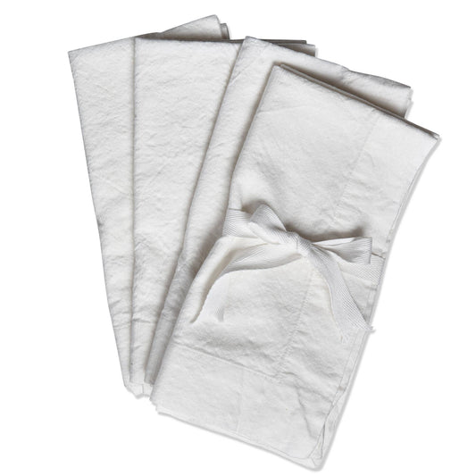 Threads Slub White Cotton Napkin Set Of 4, 2.0" Hem