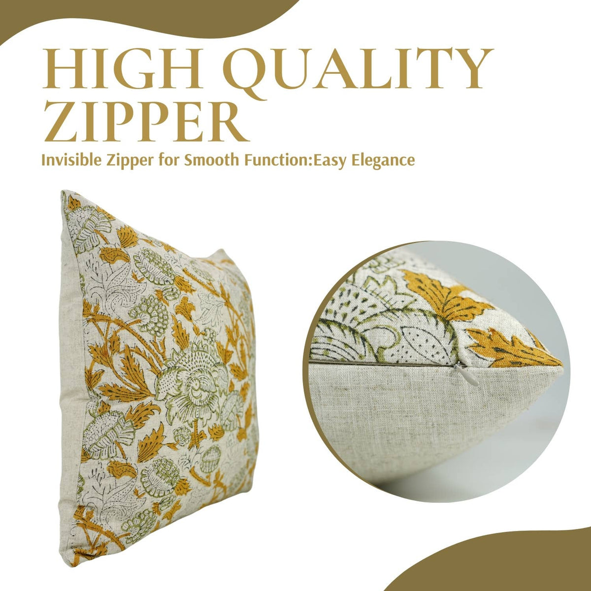 Handmade Block Print Viscose Linen Pillow Cover- Aakash: 20x20 Inch