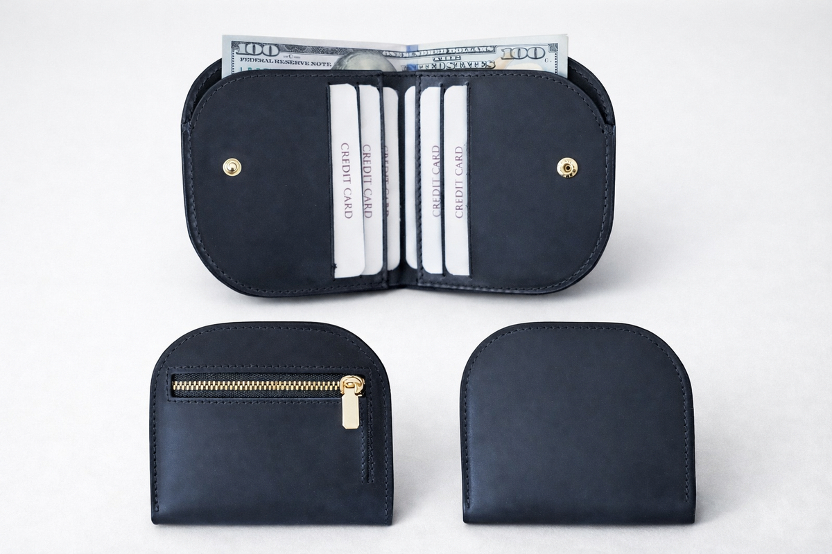 Genuine Leather Minimalist Wallet for Women: Green
