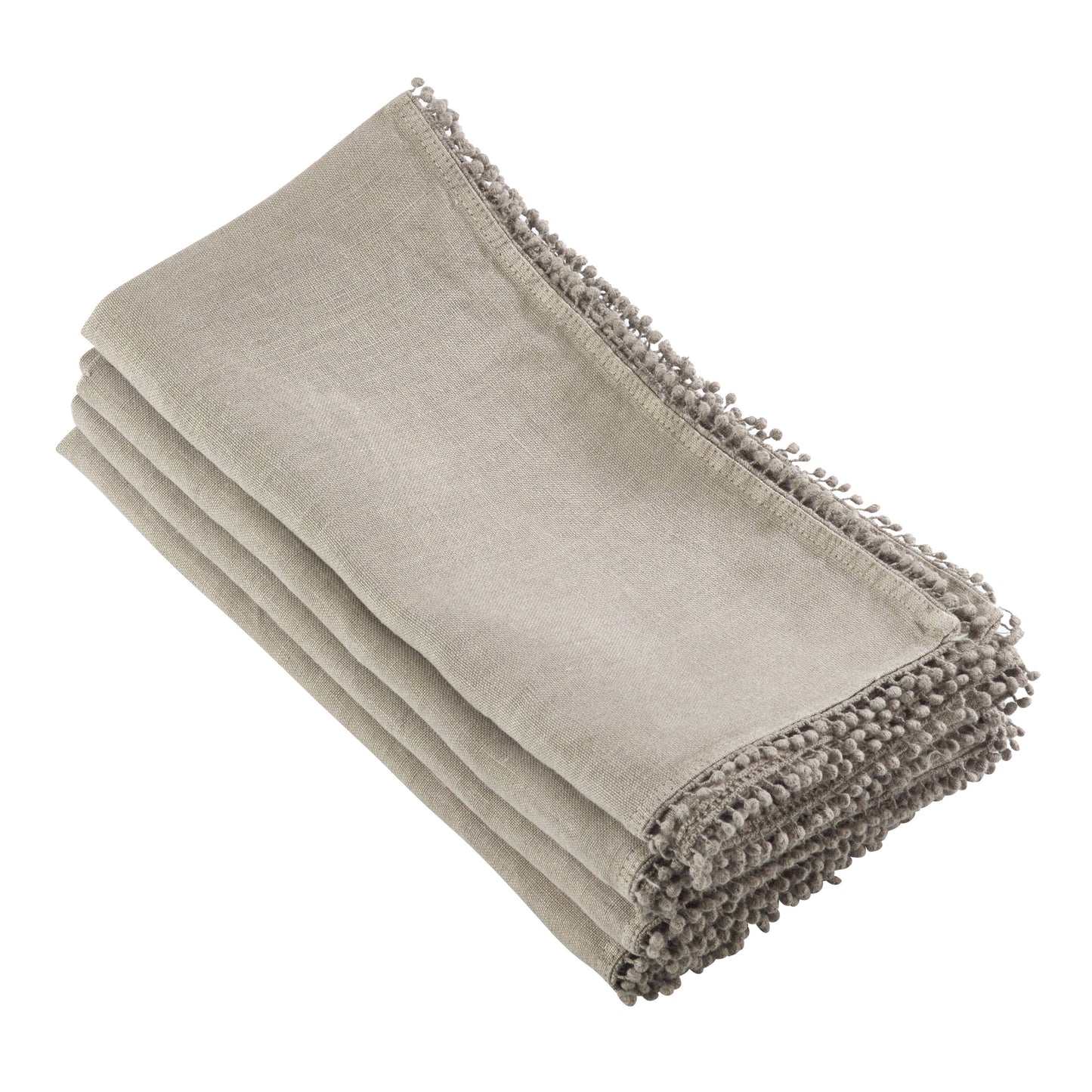 Pompom Border Linen Napkin: Natural / 20"