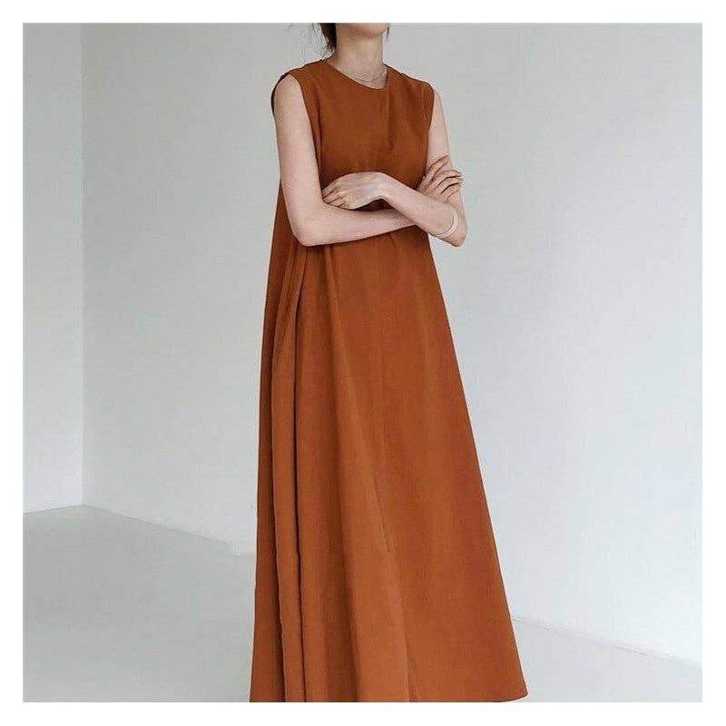 Linen Sleeveless Maxi Dress BLACK