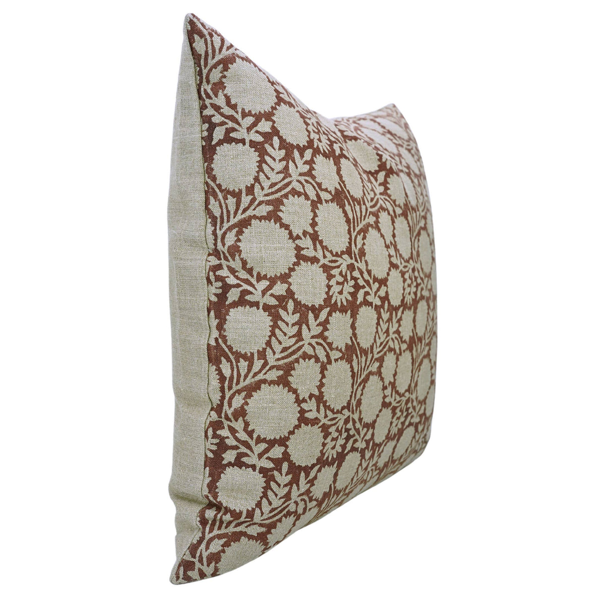 Block Print Boho Thick Linen Pillow Cover- Rajat: Thick Linen / One Side Print / 14x14 Inch