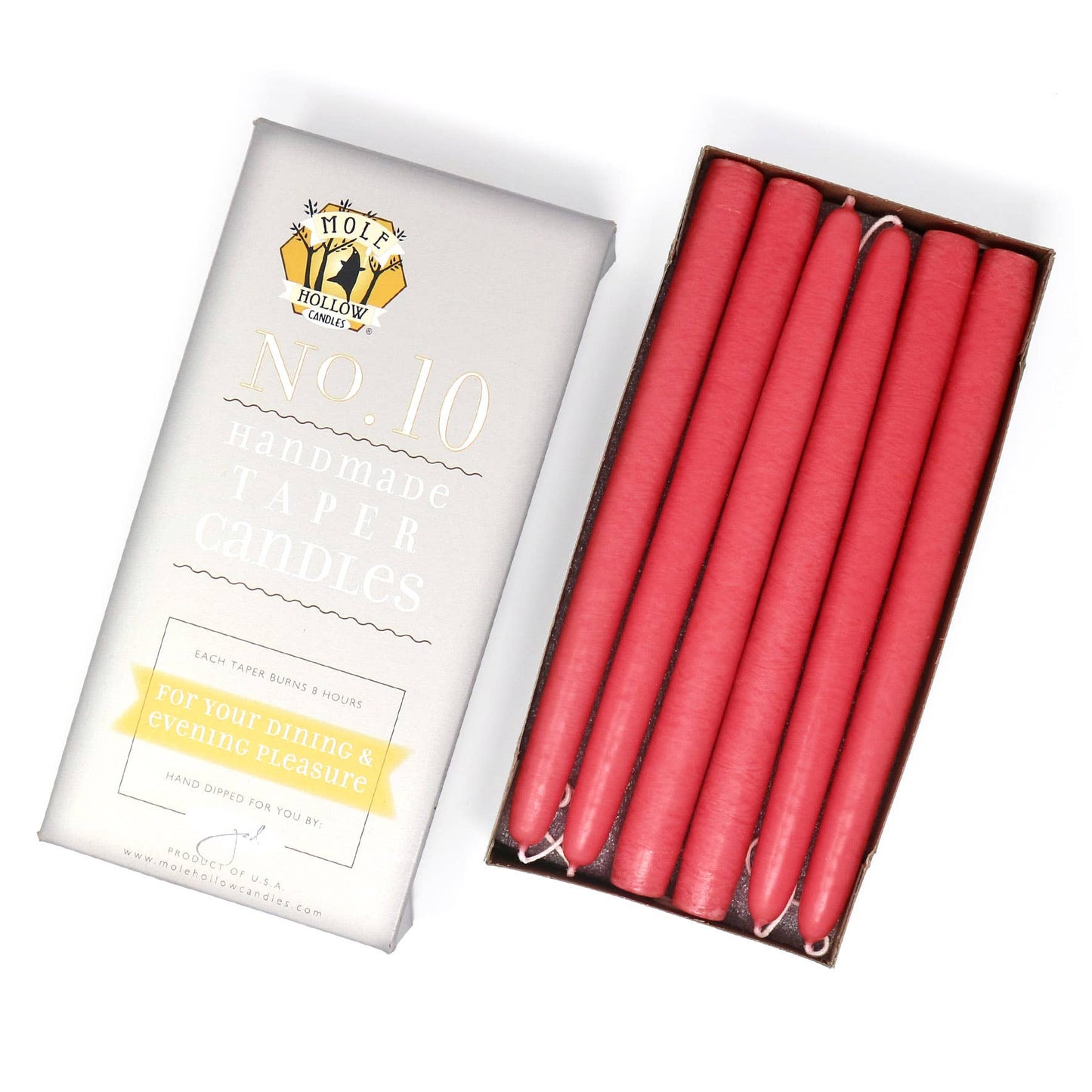 10" Hand Dipped Unscented Taper Candles - 39 Colors USA Made: Harvest Gold