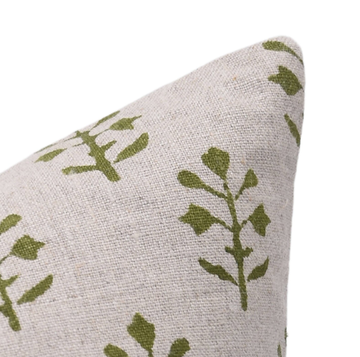Decorative Pure Linen Hand Block Cushion Cover - Jaisalmer. One Side Print / 20x20 Inch with feather insert