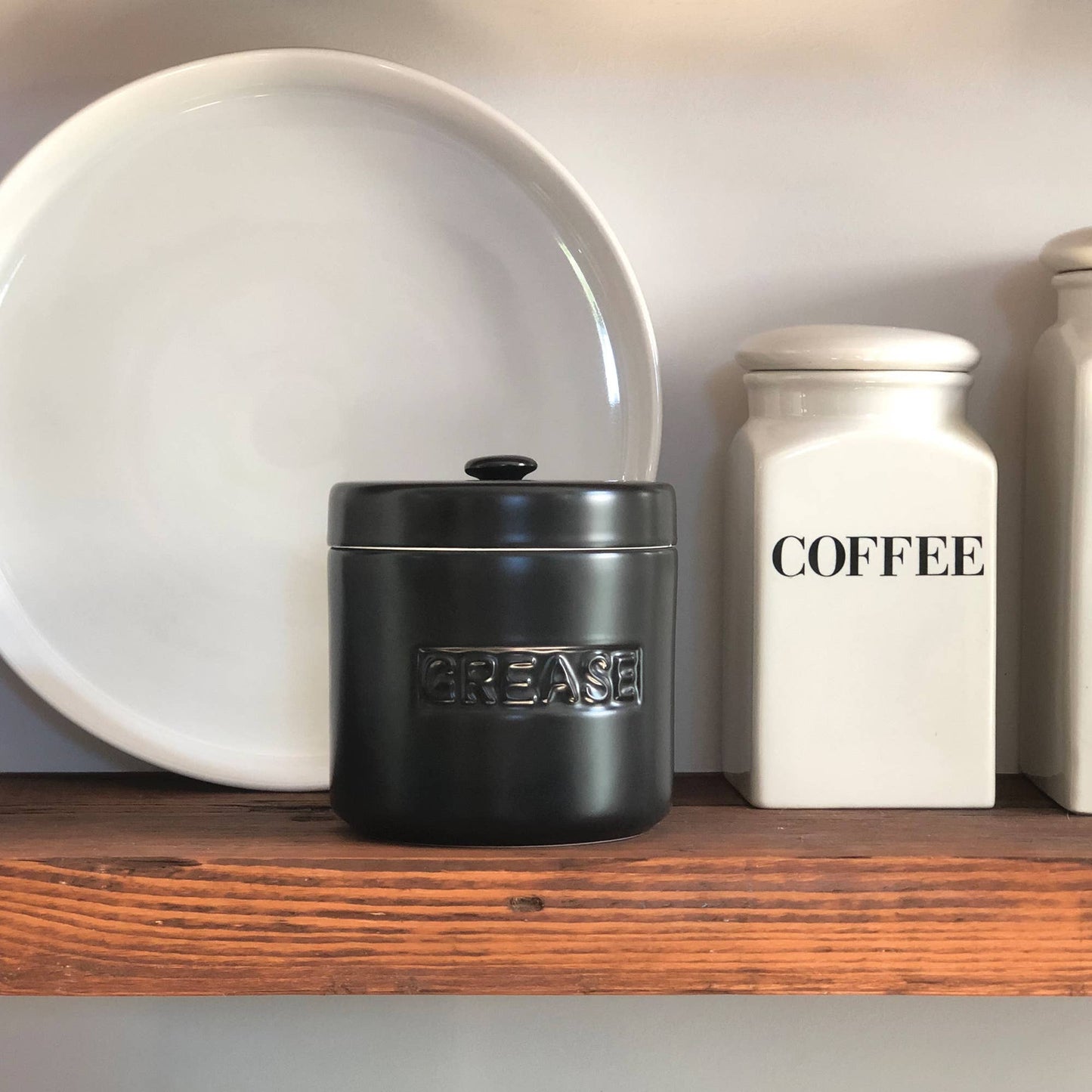 Fox Run Grease Container, Black Porcelain, 5" x 5" x 5.5"