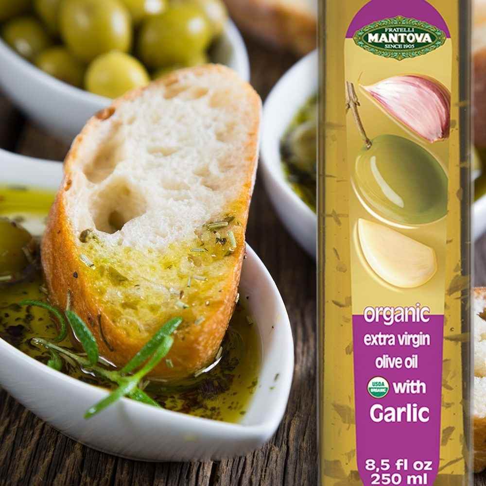 Mantova Organic Garlic Extra Virgin Olive Oil, 8.5 fl. oz.